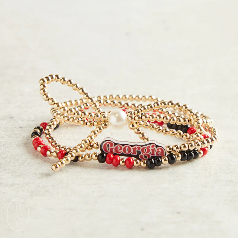 Beaded Blondes | Game Day Bow Stack of 3 - Georgia