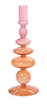 Hand-Blown Glass Taper Candlestick Candleholders
