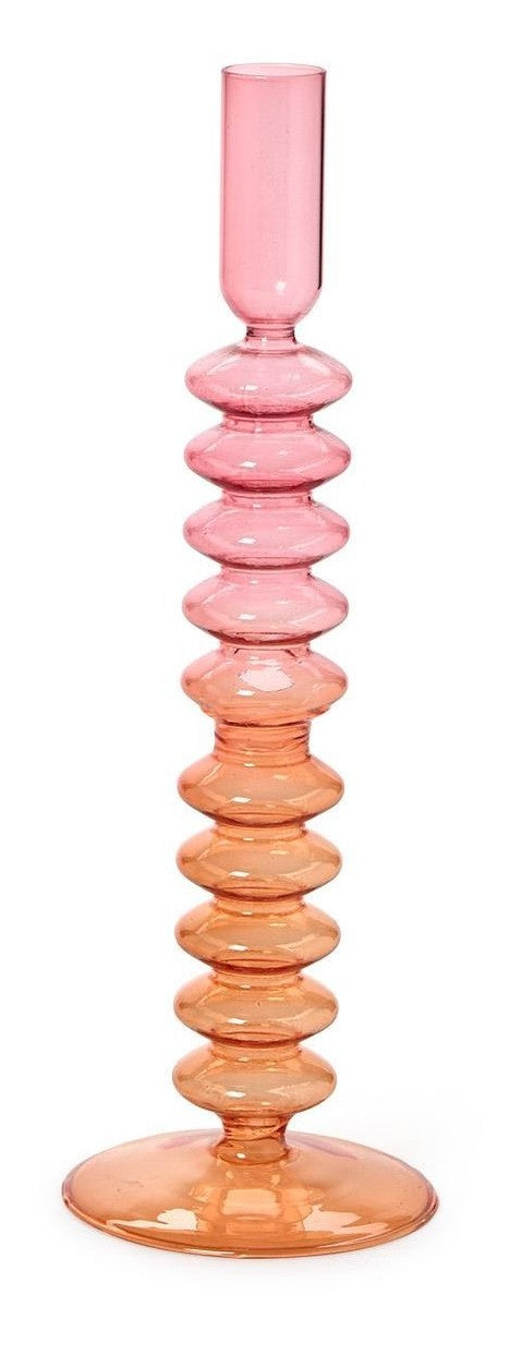 Hand-Blown Glass Taper Candlestick Candleholders