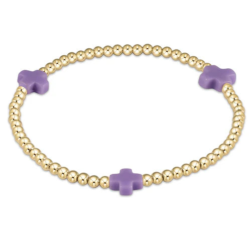 Enewton | Signature Cross Gold Pattern 3mm Bead Bracelet - Purple