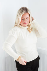 Ruffle Trim Mock Neck Sweater