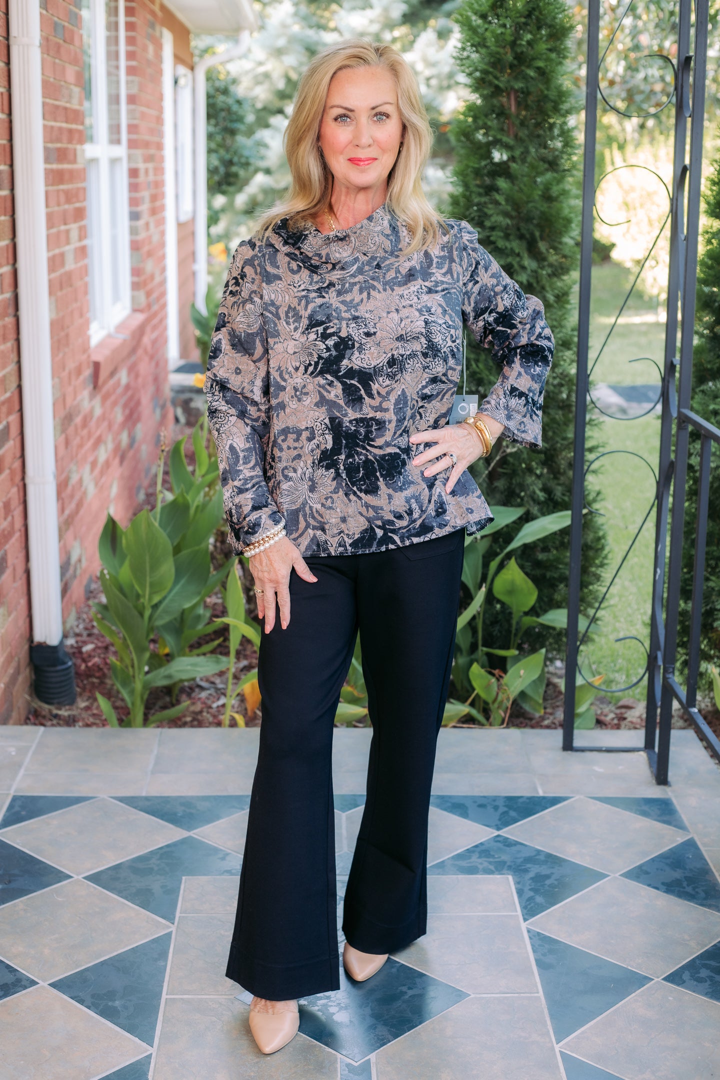 Habitat | Express Travel Jacobian Floral Cowl Pullover