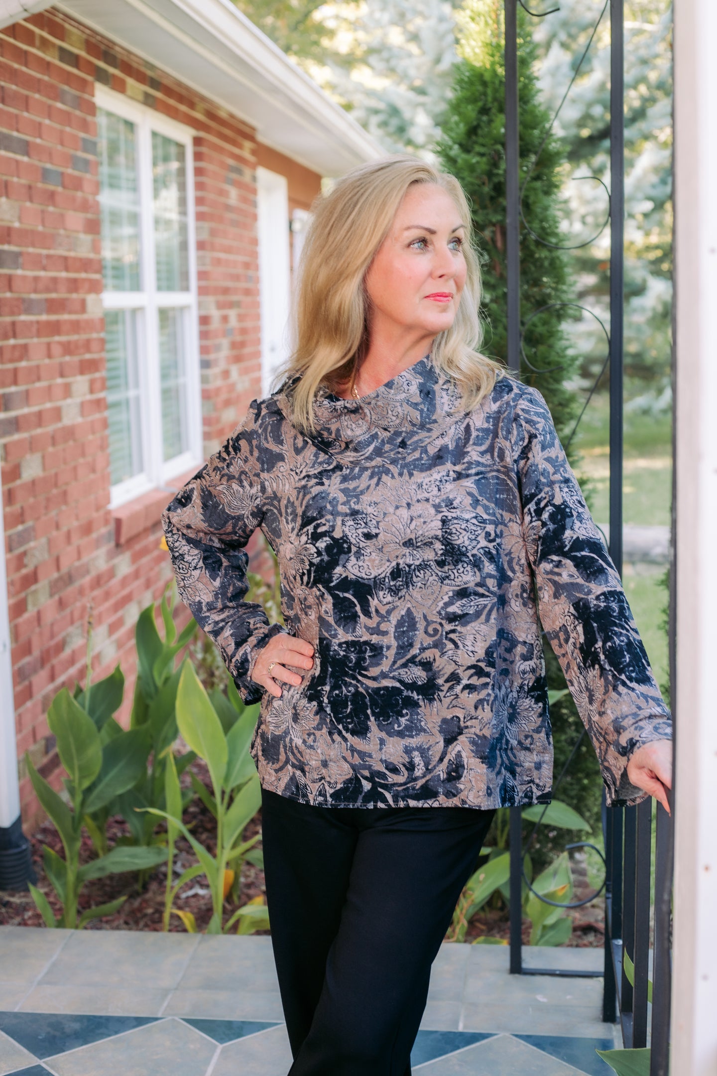 Habitat | Express Travel Jacobian Floral Cowl Pullover