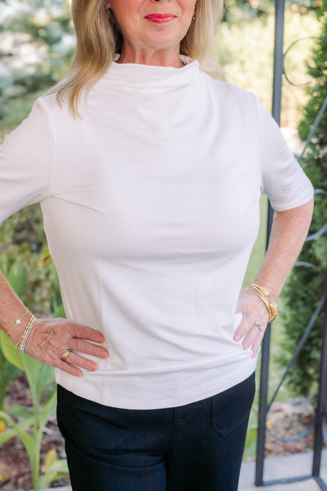 Tribal | Funnel Neck Knit Top