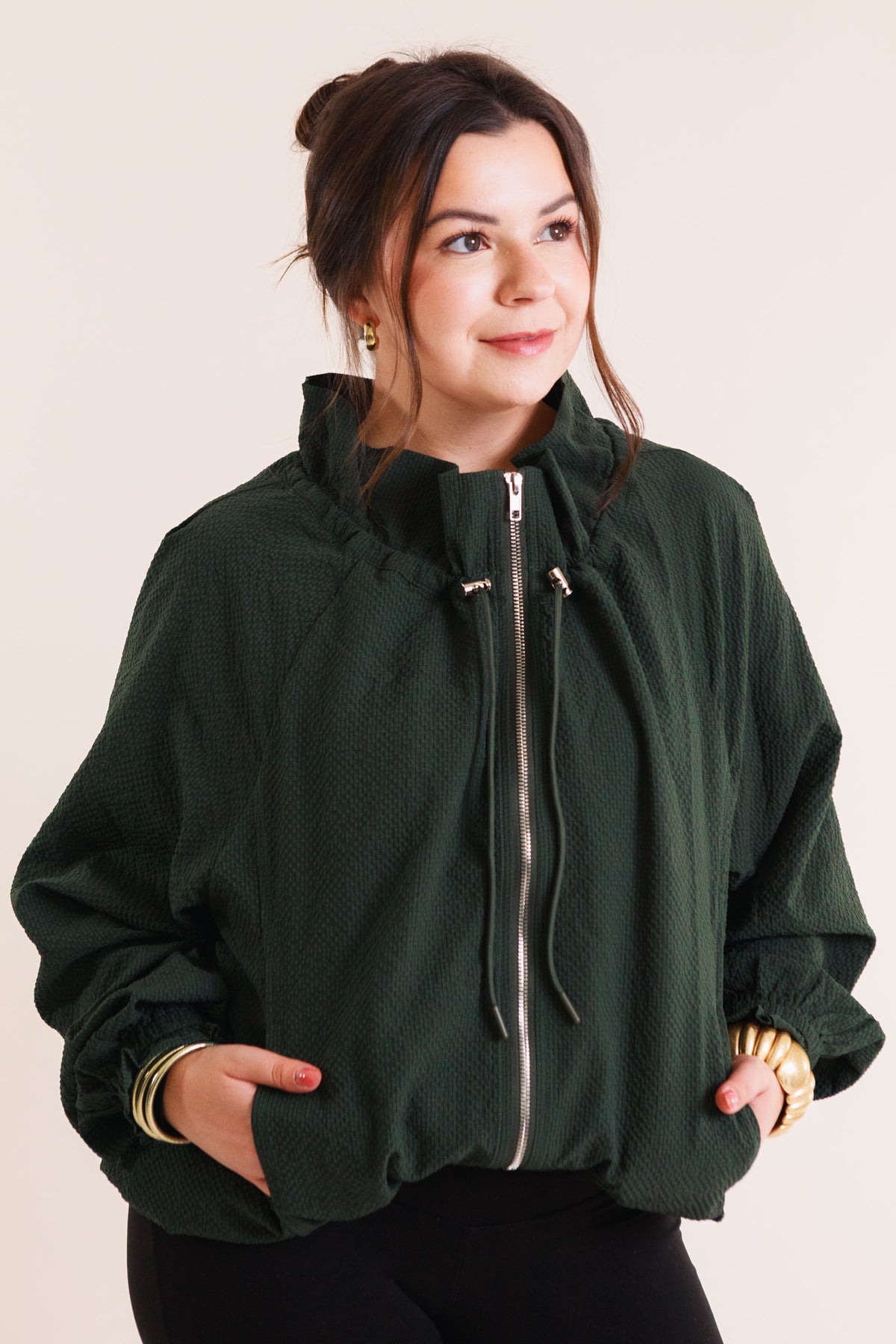 Selena Evergreen Zip-Up Jacket