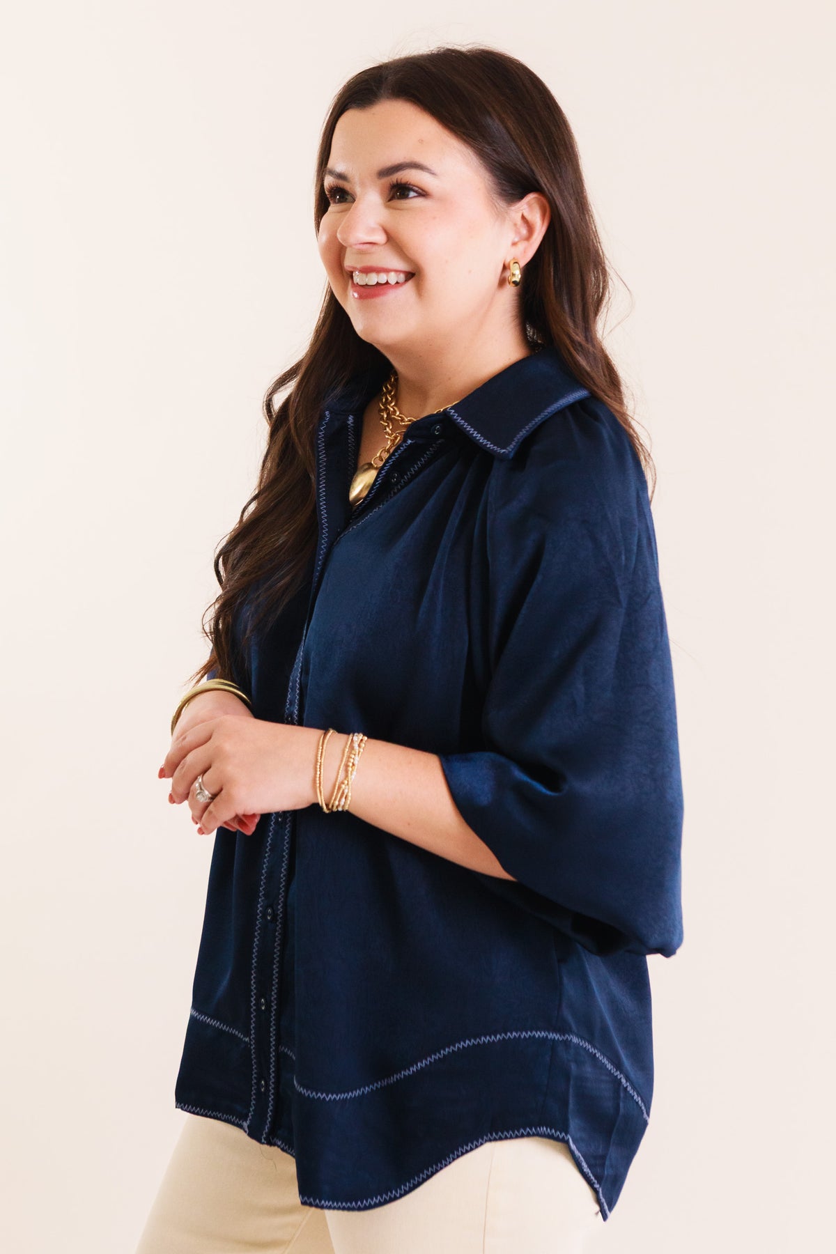 The Blair Contrast Stitch Top