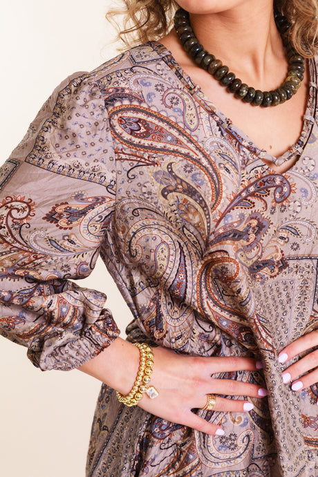 Lior | Cairo Midi Dress in Paisley Jacquard