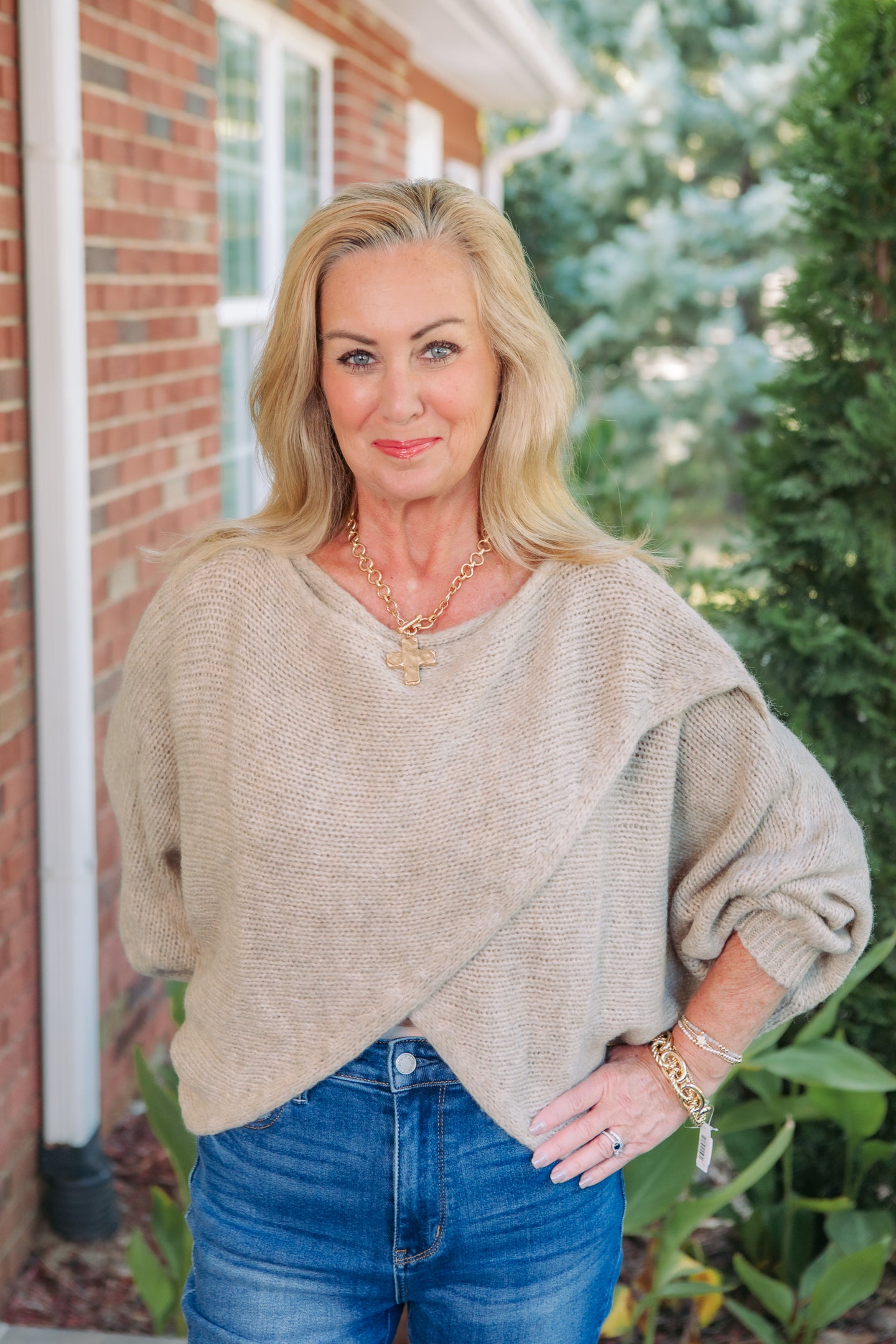 Cobblestone Apparel | Alessandra Knit Criss Cross Wrap