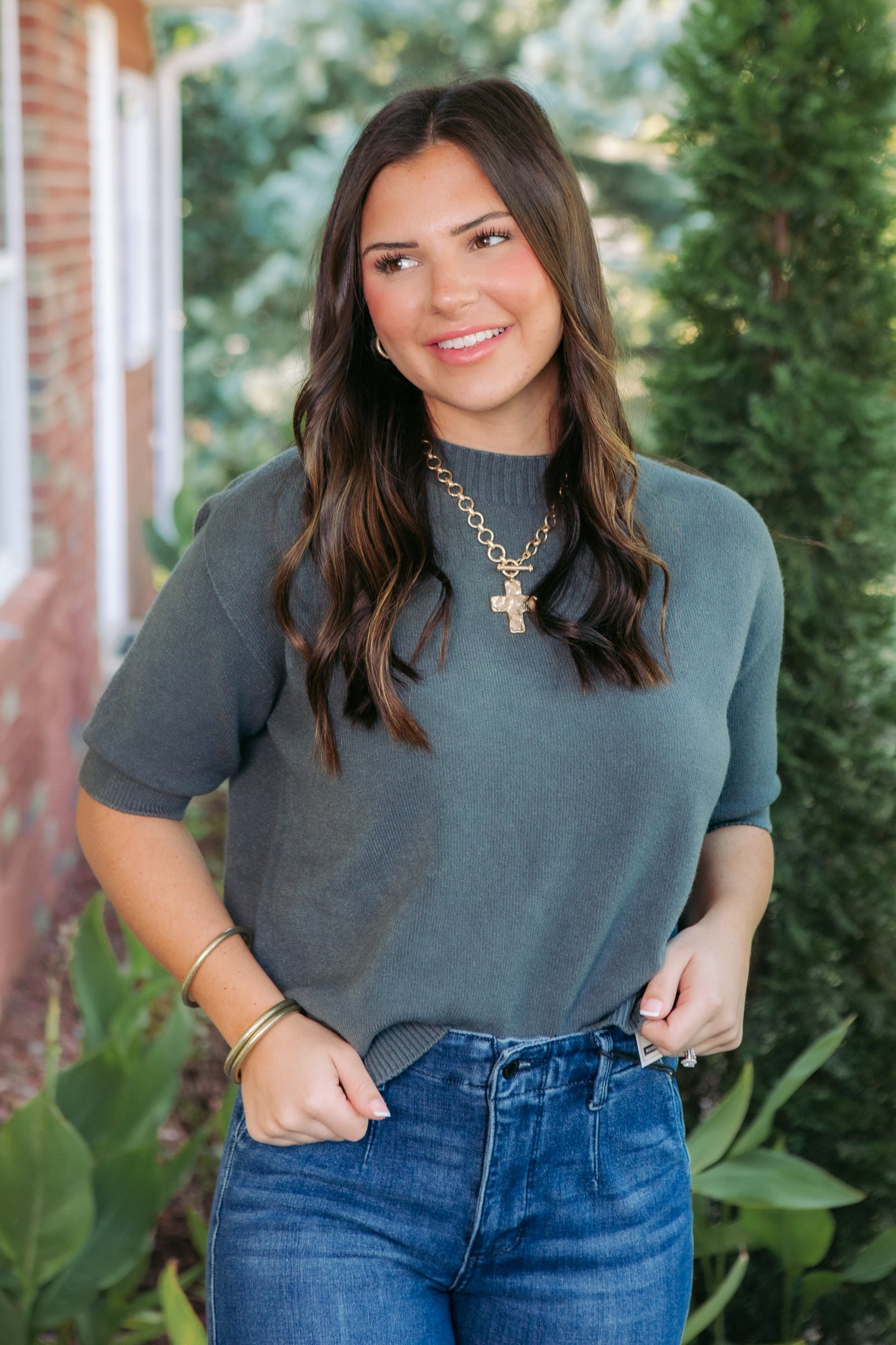 Cobblestone Apparel | Carlotta Short Sleeve Knit Sweater