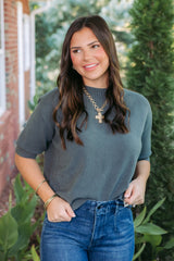Cobblestone Apparel | Carlotta Short Sleeve Knit Sweater