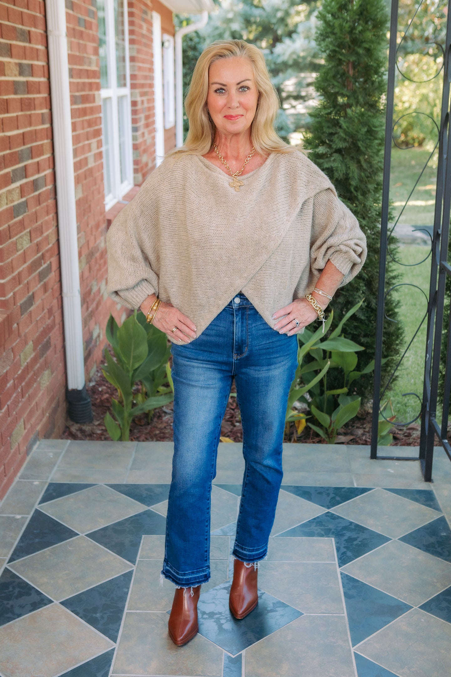 Cobblestone Apparel | Alessandra Knit Criss Cross Wrap