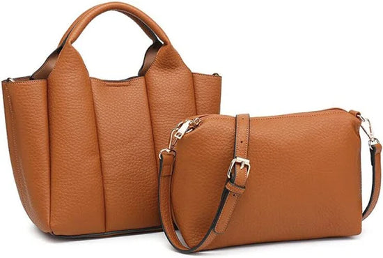 Jen & Co. | Maddox Paneled Satchel - Brown