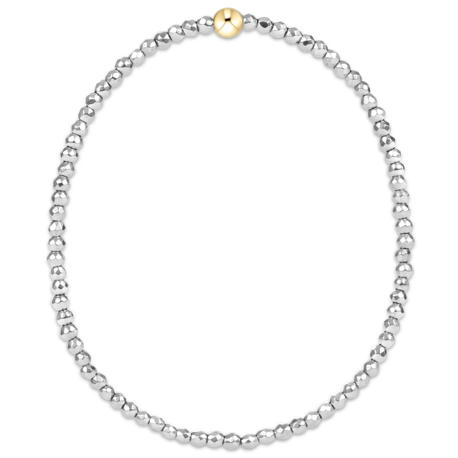 Enewton | Silver Faceted Hematite 2mm bead bracelet