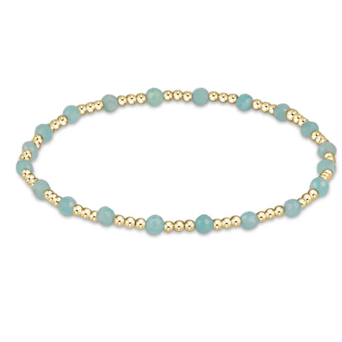 Enewton | Gemstone Gold Sincerity Pattern 3mm Bead Bracelet - Aquamarine