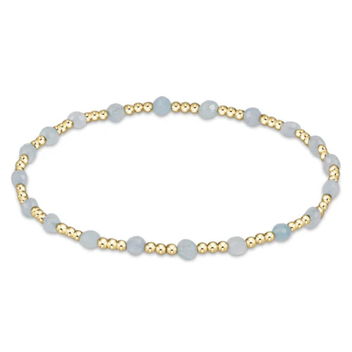 Enewton | Gemstone Gold Sincerity Pattern 3mm Bead Bracelet - Aquamarine