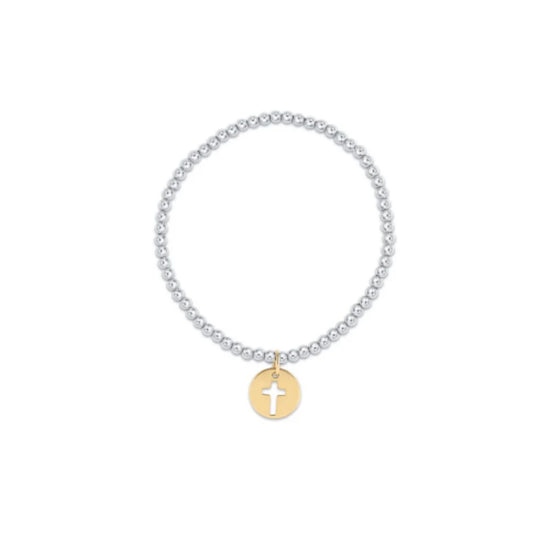 Enewton | Classic Sterling Mixed Metal 3mm Bead Bracelet - Blessed Gold Disc