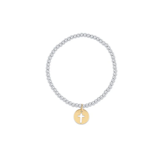 Enewton | Classic Sterling Mixed Metal 3mm Bead Bracelet - Blessed Gold Disc