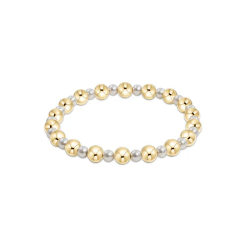 Enewton | Pearl Grateful Pattern 4mm Bead Bracelet - 6mm Gold