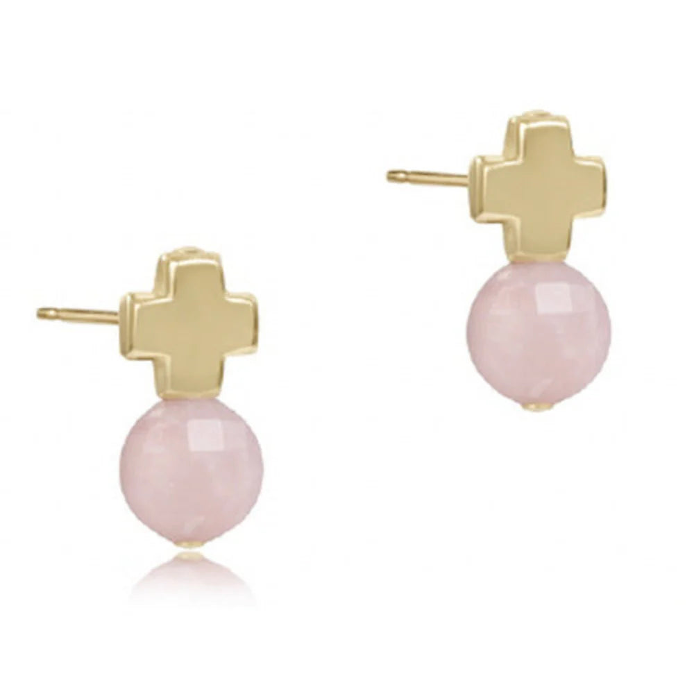 Enewton | Signature Cross Gold Stud - Pink Opal