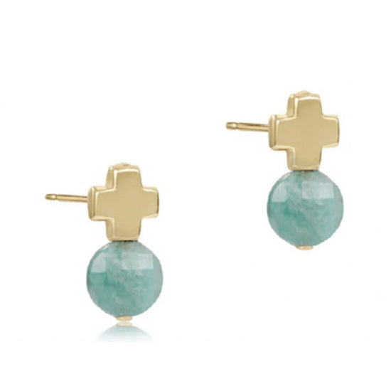 Enewton | Signature Cross Gold Stud - Aquamarine