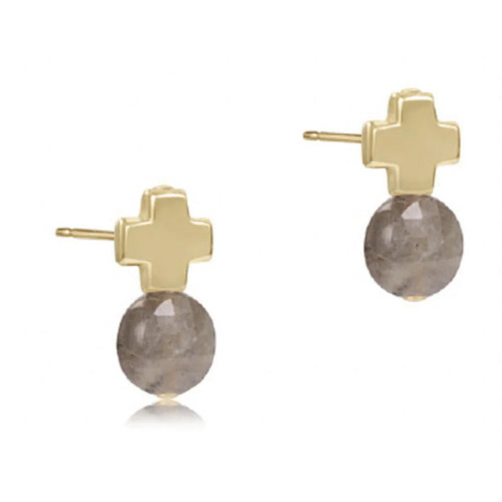 Enewton | Signatrue Cross Gold Stud - Labradorite