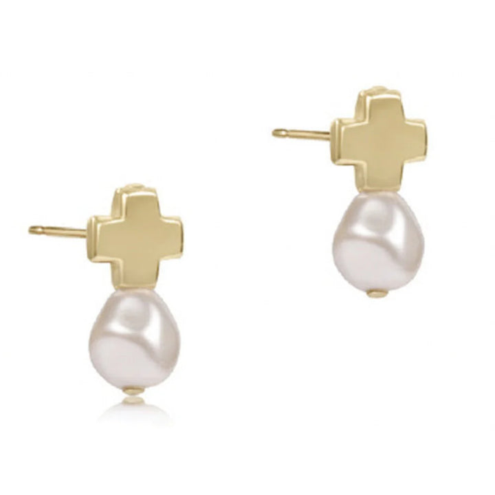 Enewton | Signature Cross Gold Stud - Pearl