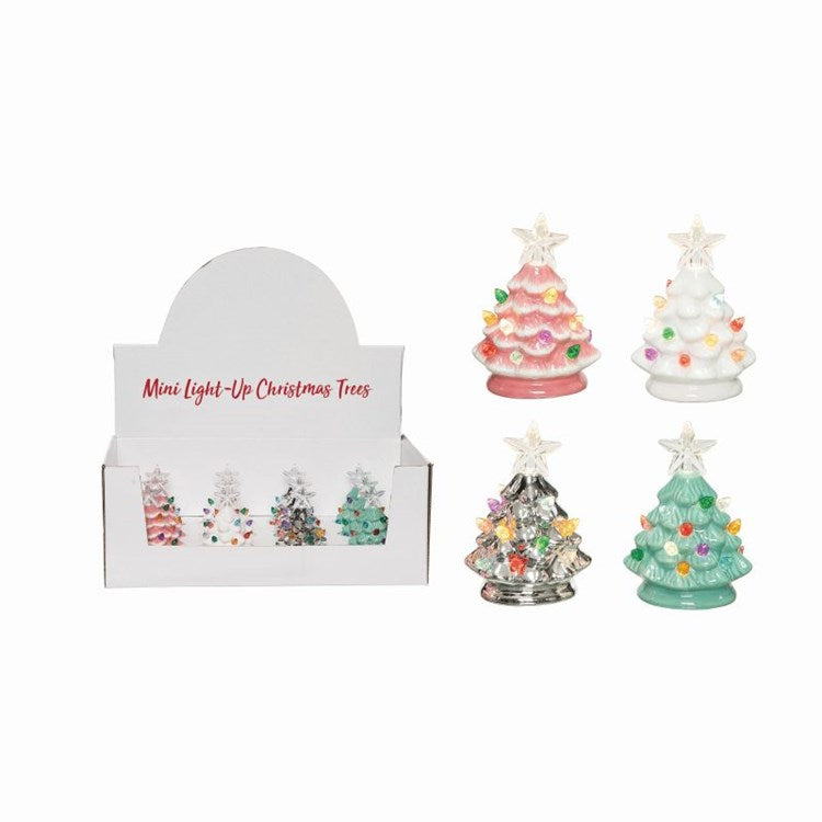 Mini Light Up Pink Retro Christmas Trees