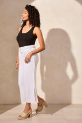 Tribal | Cotton Gauze Wear 2 Ways Wide Leg Pant With Side Slits