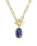 Kendra Scott | Elisa Gold Enamel Link and Chain Necklace in Gold Navy Mother of Pearl