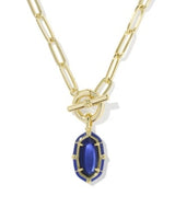 Kendra Scott | Elisa Gold Enamel Link and Chain Necklace in Gold Navy Mother of Pearl