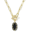Kendra Scott | Elisa Gold Enamel Link and Chain Necklace in Gold Black Agate
