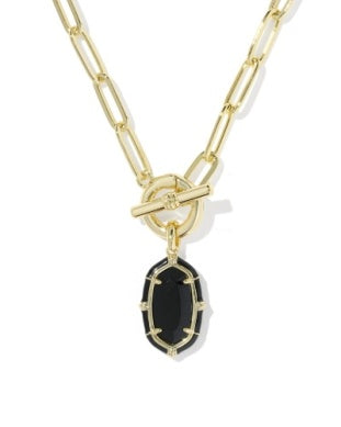 Kendra Scott | Elisa Gold Enamel Link and Chain Necklace in Gold Black Agate