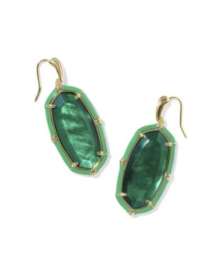Kendra Scott | Elle Enamel Drop Earrings in Gold Emerald Ilusion