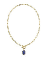 Kendra Scott | Elisa Gold Enamel Link and Chain Necklace in Gold Navy Mother of Pearl