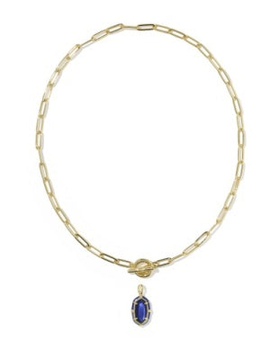 Kendra Scott | Elisa Gold Enamel Link and Chain Necklace in Gold Navy Mother of Pearl