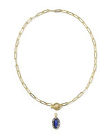 Kendra Scott | Elisa Gold Enamel Link and Chain Necklace in Gold Navy Mother of Pearl