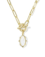 Kendra Scott | Elisa Gold Enamel Link and Chain Necklace in Gold White Mother of Pearl