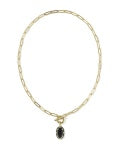 Kendra Scott | Elisa Gold Enamel Link and Chain Necklace in Gold Black Agate