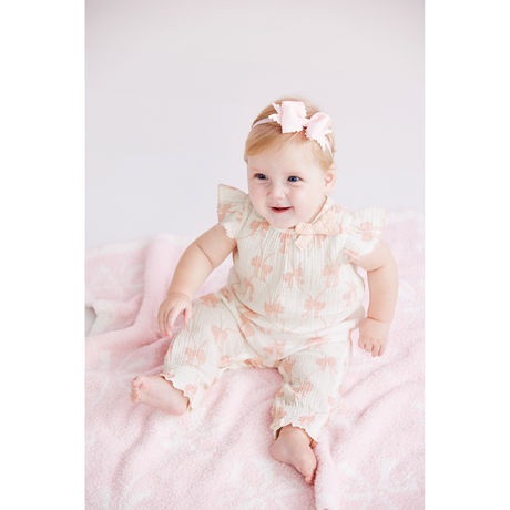 Mudpie | Pink Bow Baby Romper