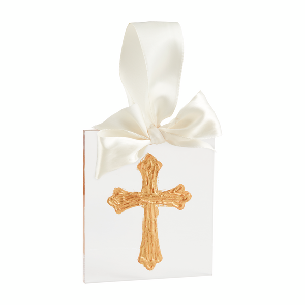 Mudpie | Cross Gold Acrylic Ornament