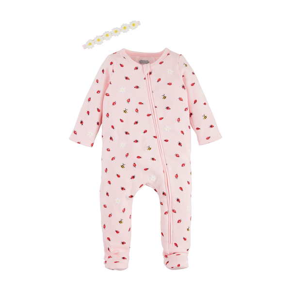 Mudpie | Ladybug Baby Sleeper And Headband Set
