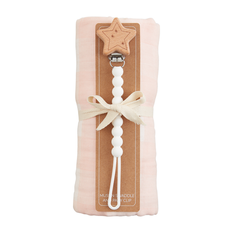 Mudpie | Gingham Swaddle and Paci Clip Set