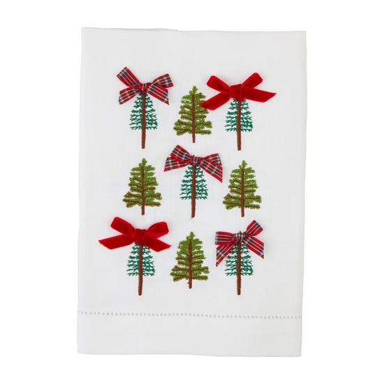 Mudpie | Tree Repeat Embroidered Bow Towel