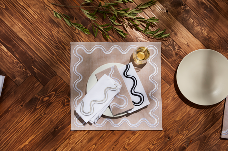 Mudpie | White Squiggly Napkin Set