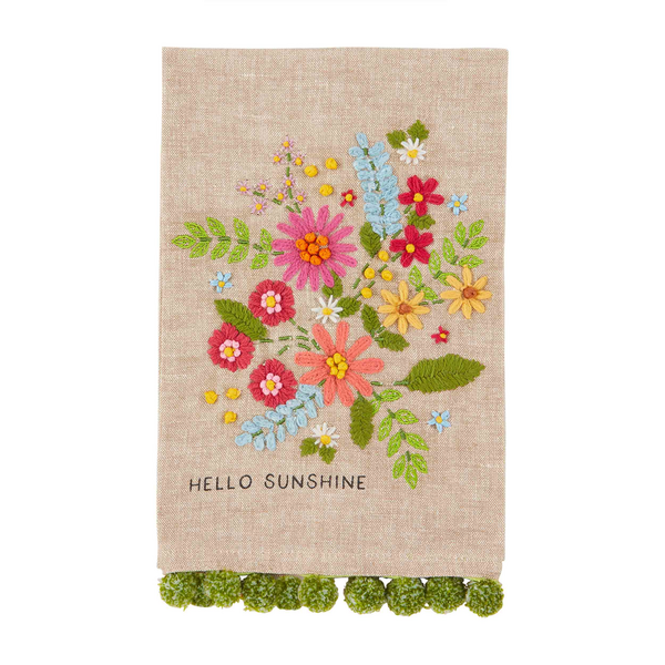 Mudpie | Hello Sunshine Floral Pom Towel