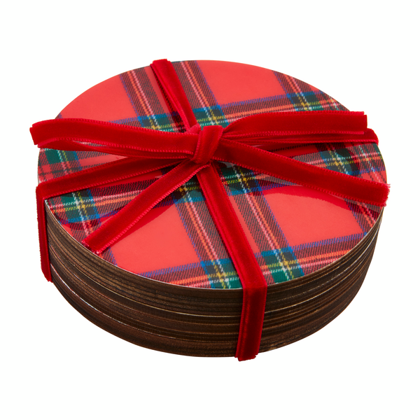 Mudpie | Red Tartan Lacquer Coaster Set