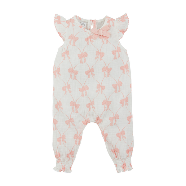 Mudpie | Pink Bow Baby Romper