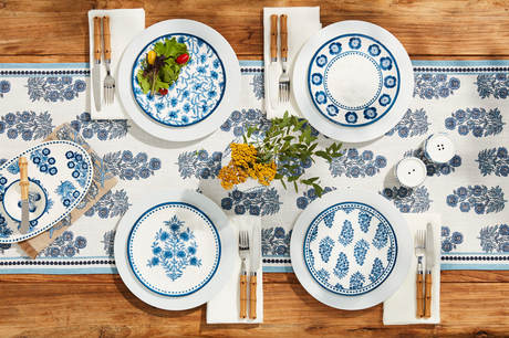 Mudpie | Flower Stem Print Salad Plate