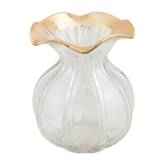 Mudpie | Small Gold Edge Ruffle Vase