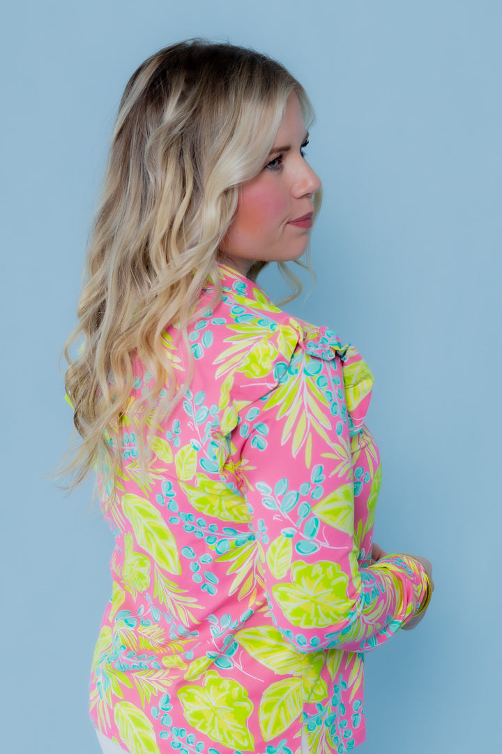 Mary Square | Charleston Half Zip - Vine Time - Hot Pink (Final Sale)